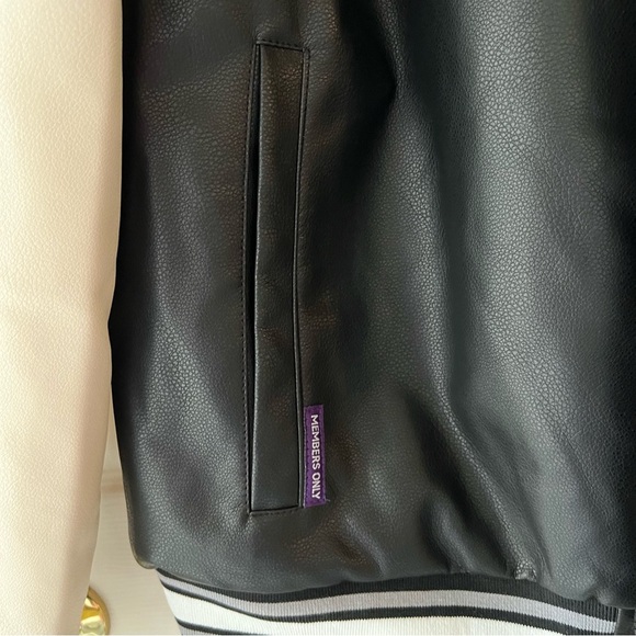 Keith Haring Members Only Varsity Faux Leather Bomber Jacket Heart Black Men XL - Picture 7 of 14